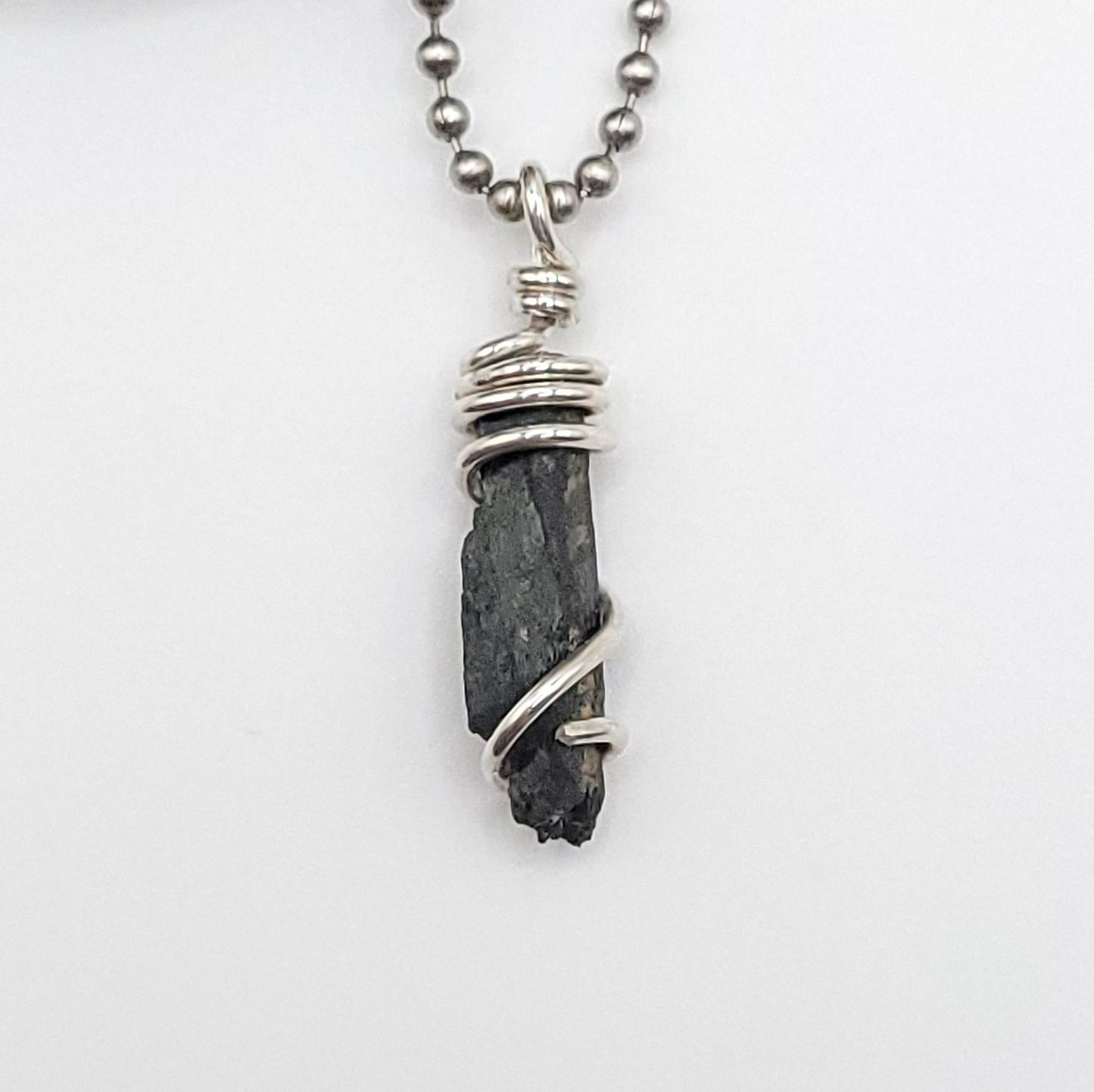 Raw Aegirine Crystal Necklace in Silver
