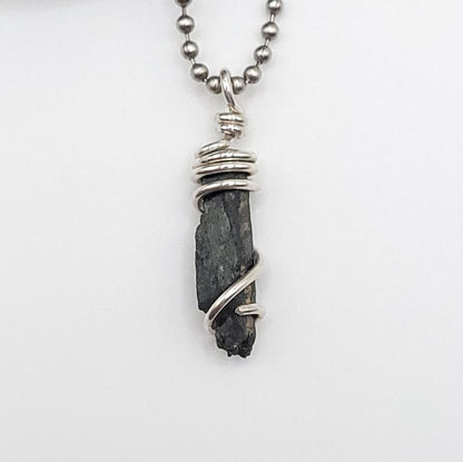 Raw Aegirine Crystal Necklace in Silver