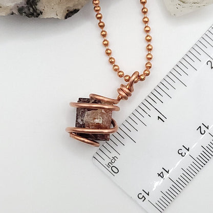 Raw Zircon Crystal Necklace in Copper