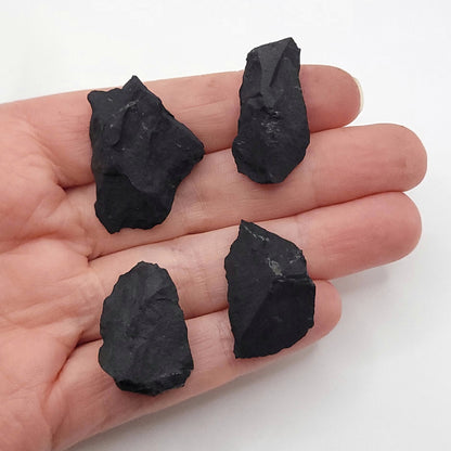 raw shungite necklace 4 stone choices in hand