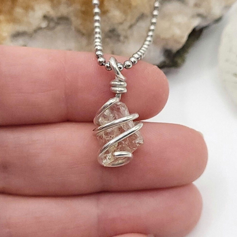 Raw Citrine Necklace in Silver - Crystal for Energy & Abundance