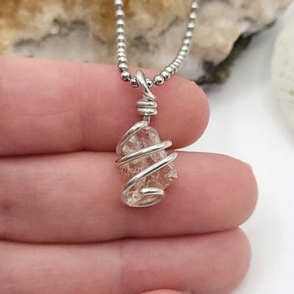 Raw Citrine Necklace in Silver - Crystal for Energy & Abundance