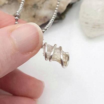 Raw Citrine Necklace in Silver - Crystal for Energy & Abundance