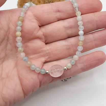 Rose Quartz Evil Eye Necklace – Crystal for Heart Protection