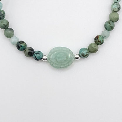 Amazonite Evil Eye Necklace - Crystal for Peaceful Transformation
