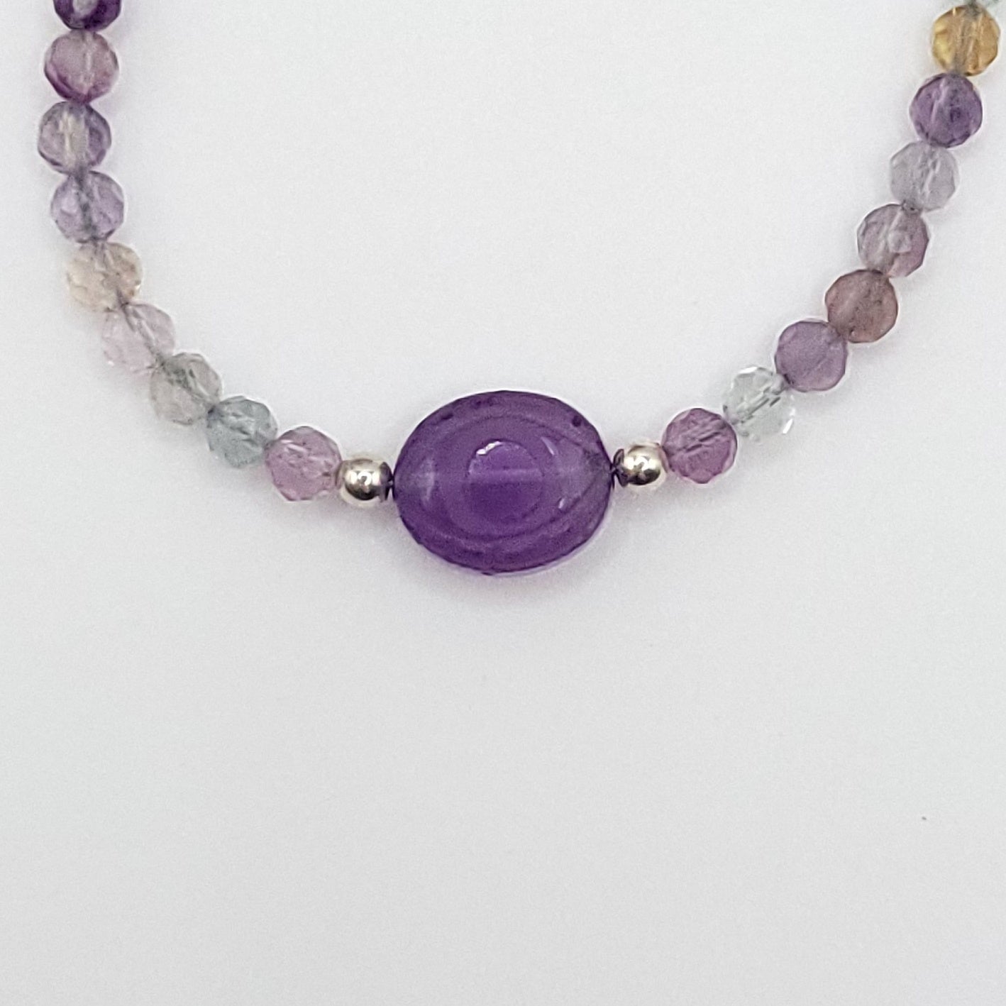 Amethyst Evil Eye Necklace - Crystal for Spiritual Clarity
