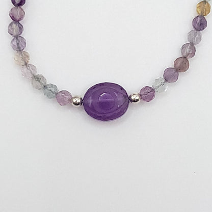 Amethyst Evil Eye Necklace - Crystal for Spiritual Clarity