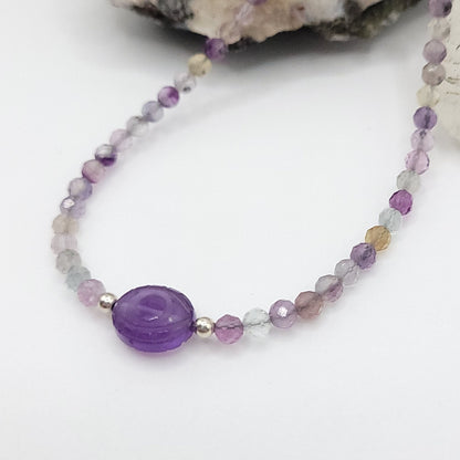 Amethyst Evil Eye Necklace - Crystal for Spiritual Clarity