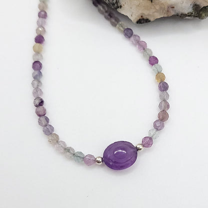 Amethyst Evil Eye Necklace - Crystal for Spiritual Clarity