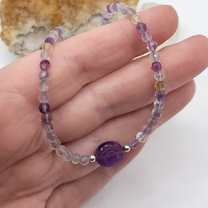 Amethyst Evil Eye Necklace - Crystal for Spiritual Clarity