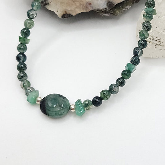Emerald Evil Eye Necklace - Crystal for Heart Healing