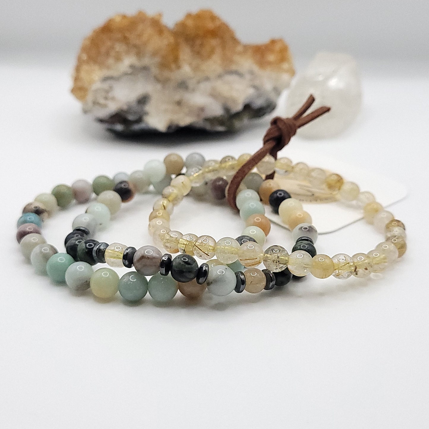 Bracelet Stack – Golden Healer, Amazonite & Kambaba Jasper
