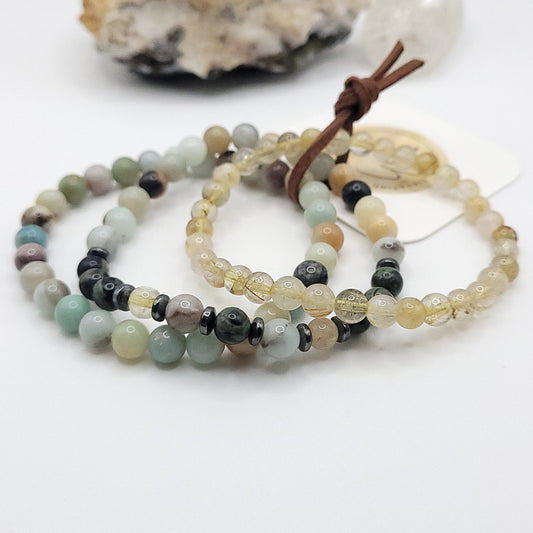 3 Bracelet Stack – Golden Healer, Amazonite & Kambaba Jasper