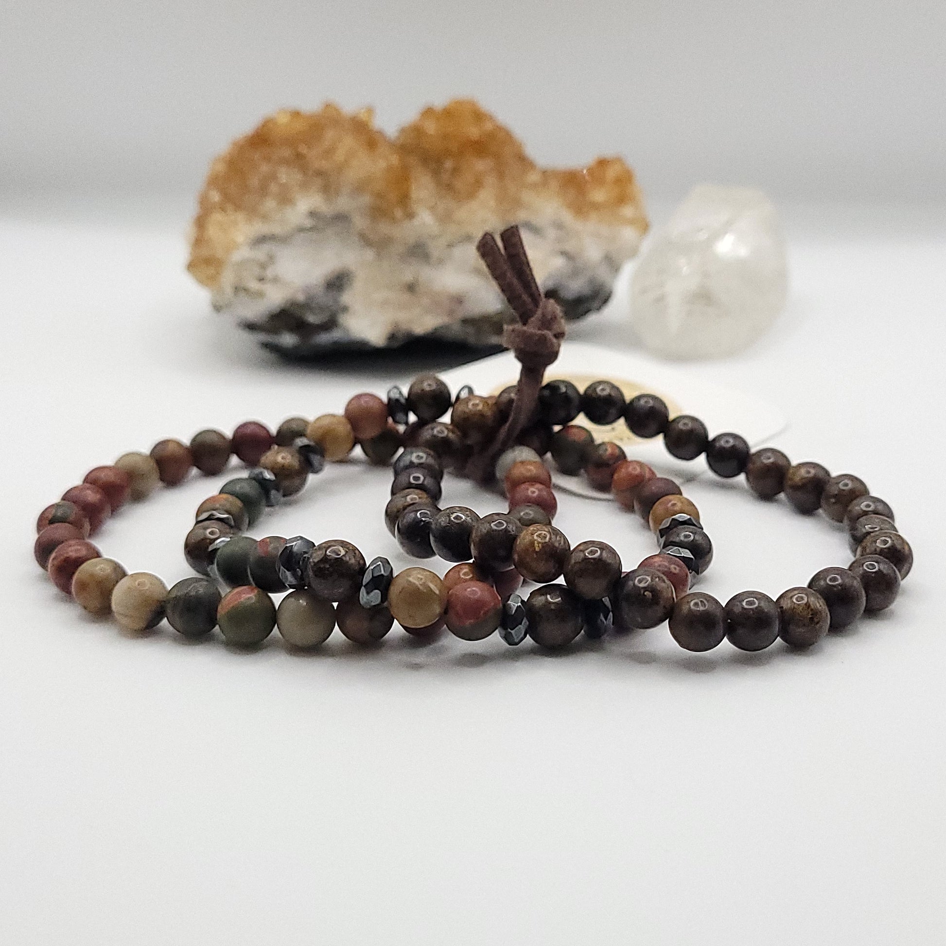 3 Bracelet Stack – Picasso Jasper & Bronzite