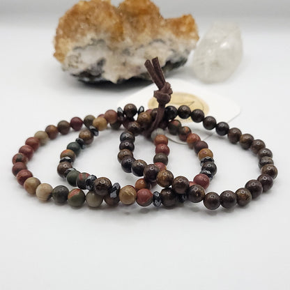 3 Bracelet Stack – Picasso Jasper & Bronzite