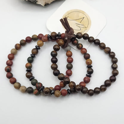 3 Bracelet Stack – Picasso Jasper & Bronzite