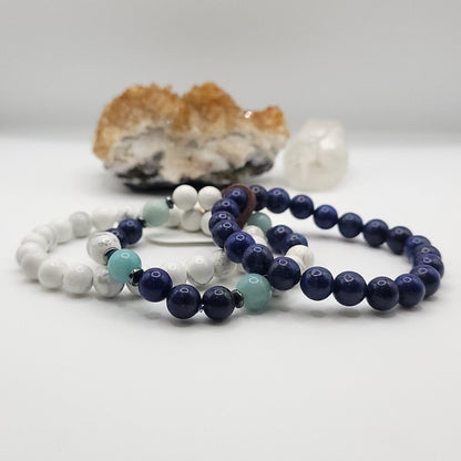 3 Bracelet Stack – Lapis, Howlite & Amazonite