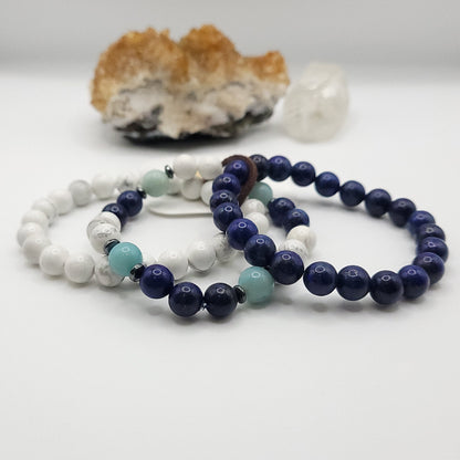 3 Bracelet Stack – Lapis, Howlite & Amazonite