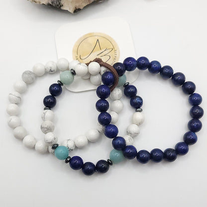 3 Bracelet Stack – Lapis, Howlite & Amazonite