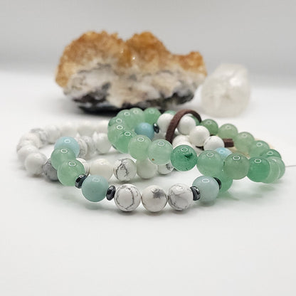 3 Bracelet Stack – Howlite, Green Aventurine & Amazonite