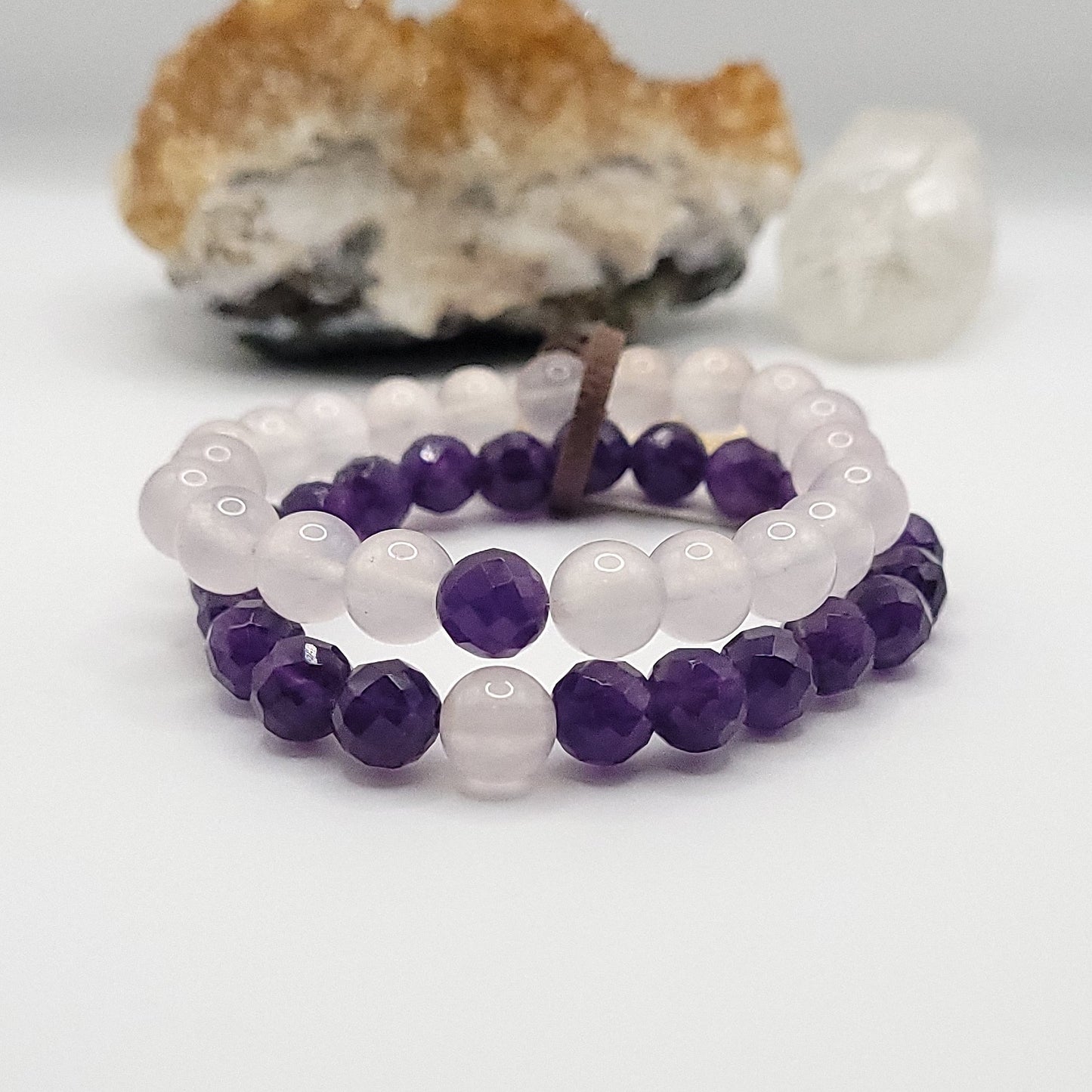 Soul Connection Best Friends Bracelet Set – Amethyst & Rose Quartz