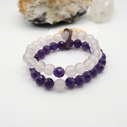 Soul Connection Best Friends Bracelet Set – Amethyst & Rose Quartz
