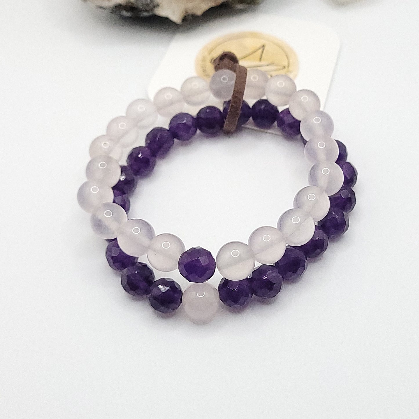 Soul Connection Best Friends Bracelet Set – Amethyst & Rose Quartz