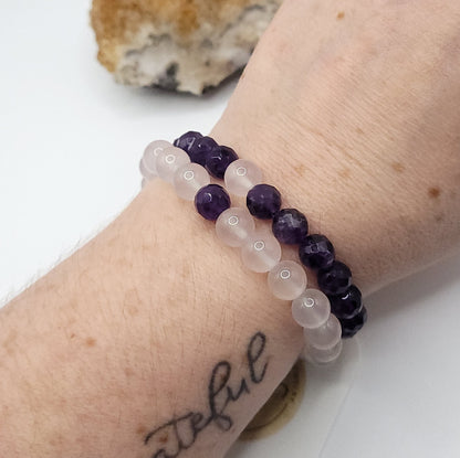 Soul Connection Best Friends Bracelet Set – Amethyst & Rose Quartz