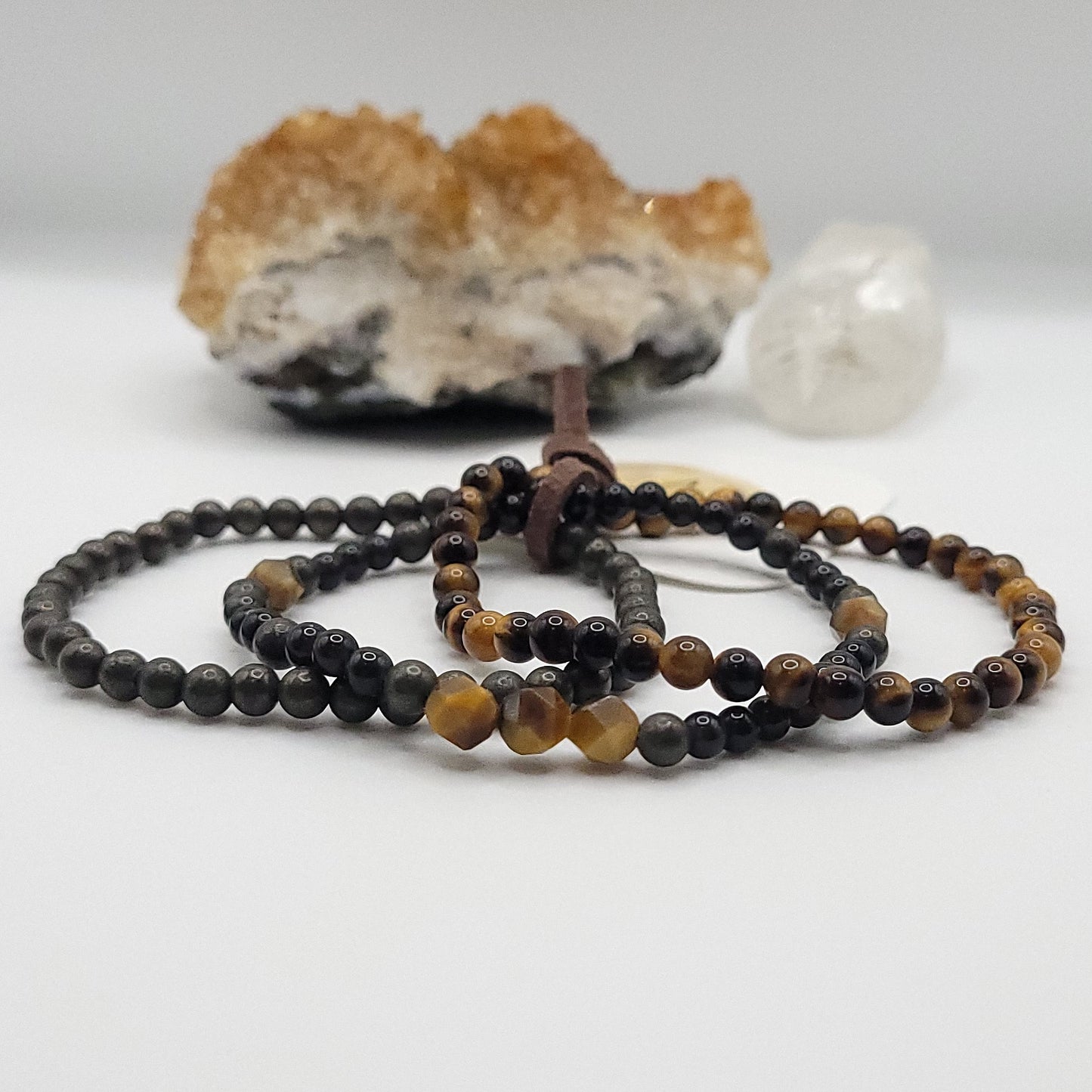 Bracelet Stack – Pyrite, Tiger’s Eye & Obsidian
