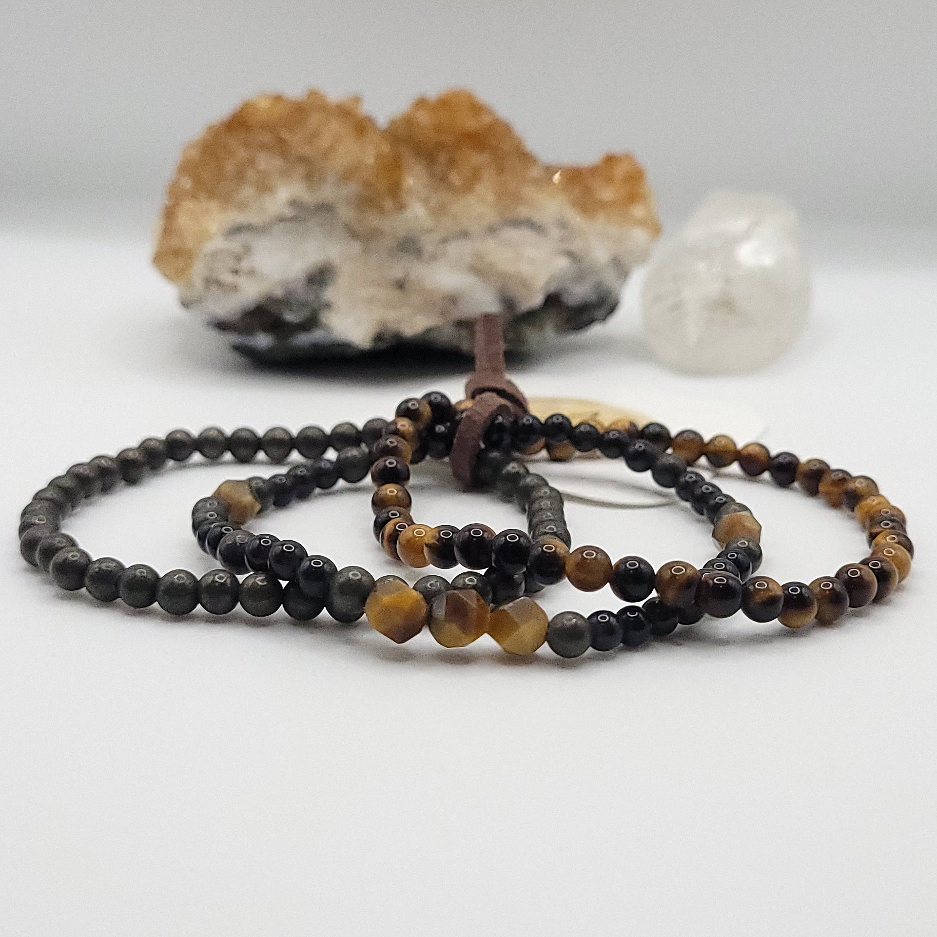 Bracelet Stack – Pyrite, Tiger’s Eye & Obsidian