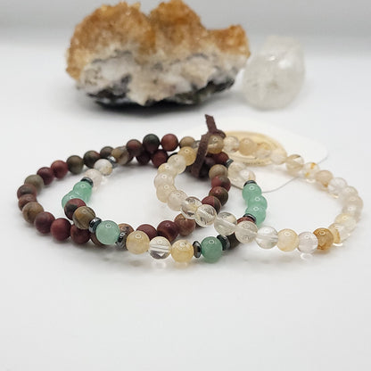 Bracelet Stack – Picasso Jasper, Golden Healer & Aventurine