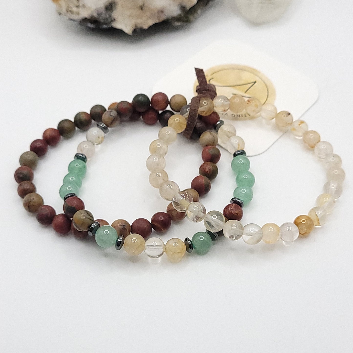 Bracelet Stack – Picasso Jasper, Golden Healer & Aventurine set of 3