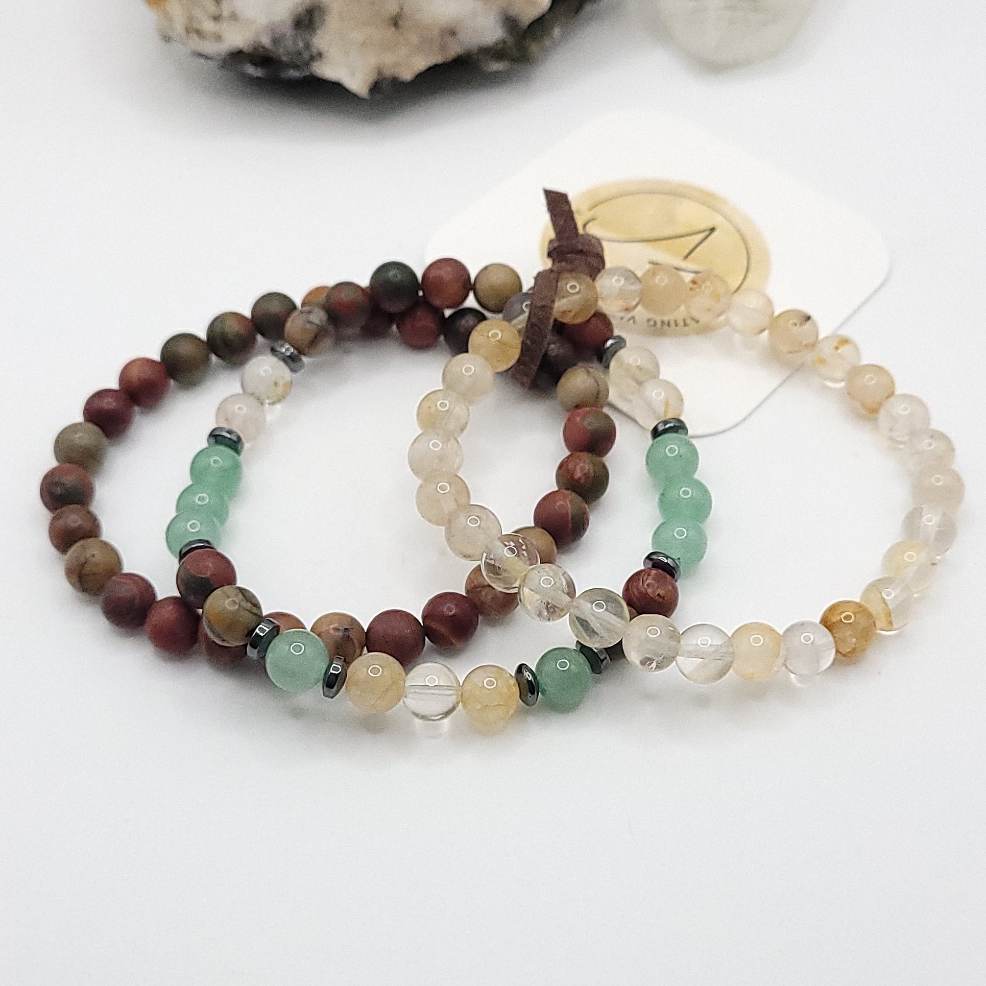 Bracelet Stack – Picasso Jasper, Golden Healer & Aventurine set of 3