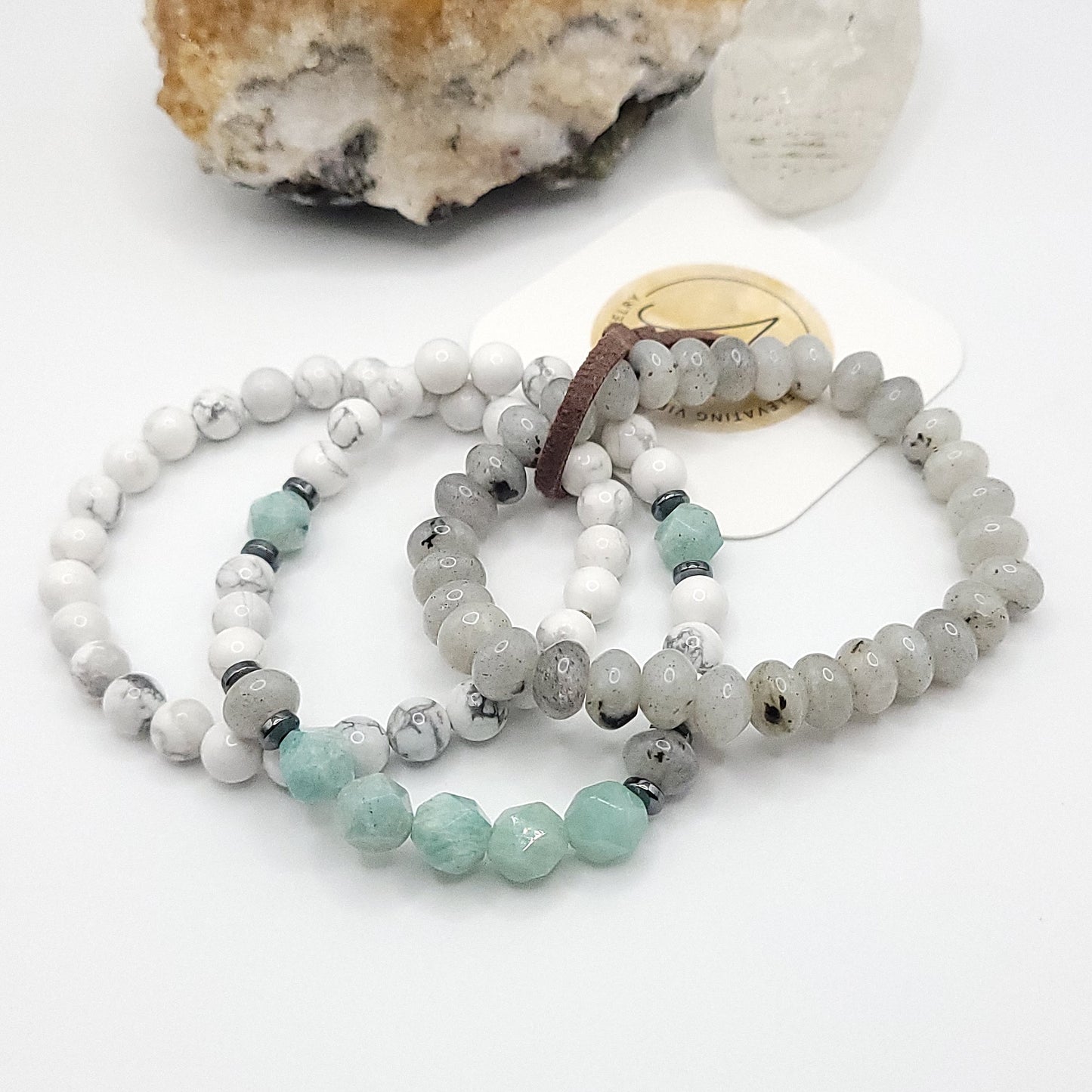 Bracelet Stack – Labradorite, Amazonite & Howlite - tranquil transformation