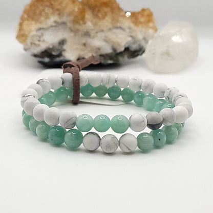 Calm Connection Best Friends Bracelet Set – Amazonite & Howlite