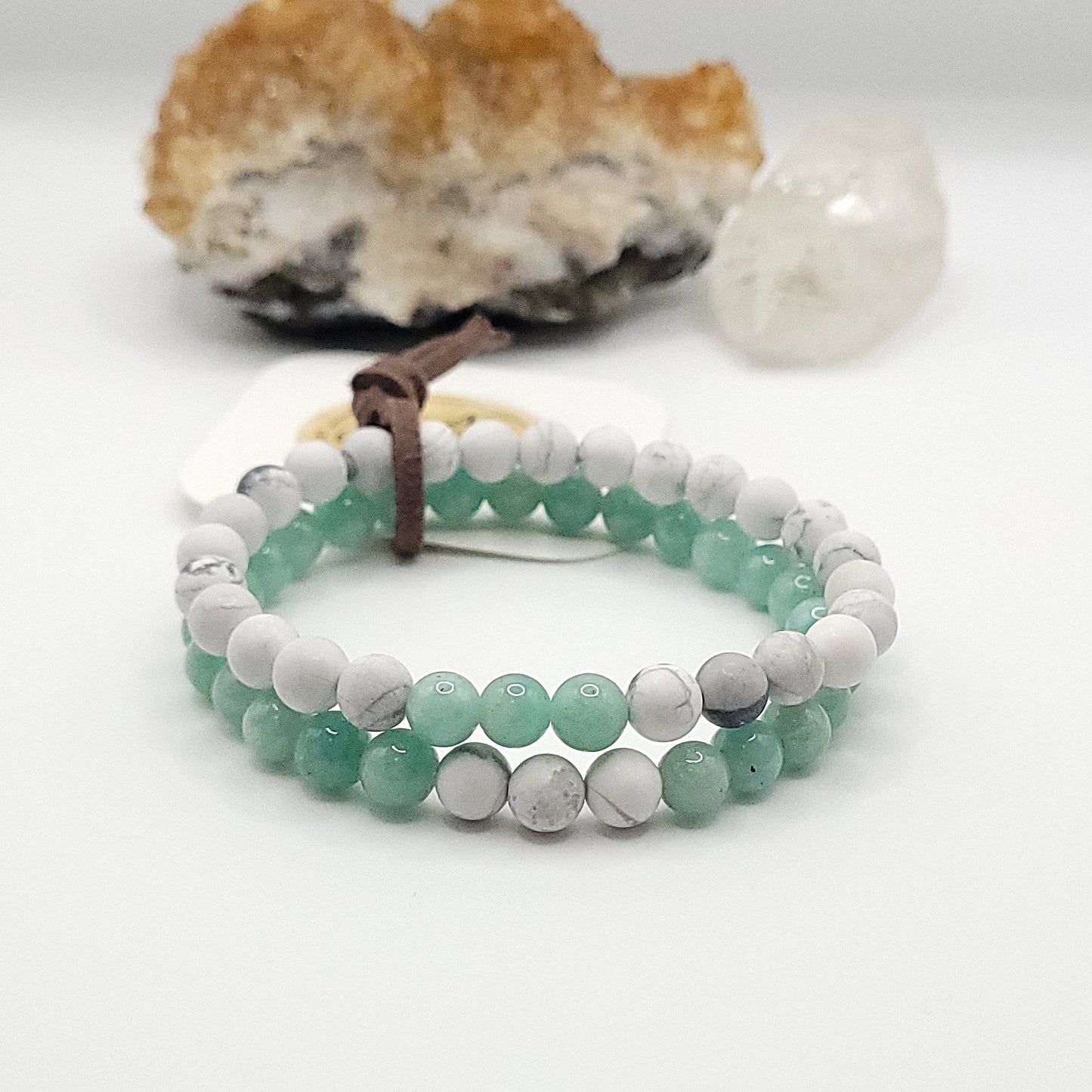 Calm Connection Best Friends Bracelet Set – Amazonite & Howlite