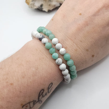 Calm Connection Best Friends Bracelet Set – Amazonite & Howlite
