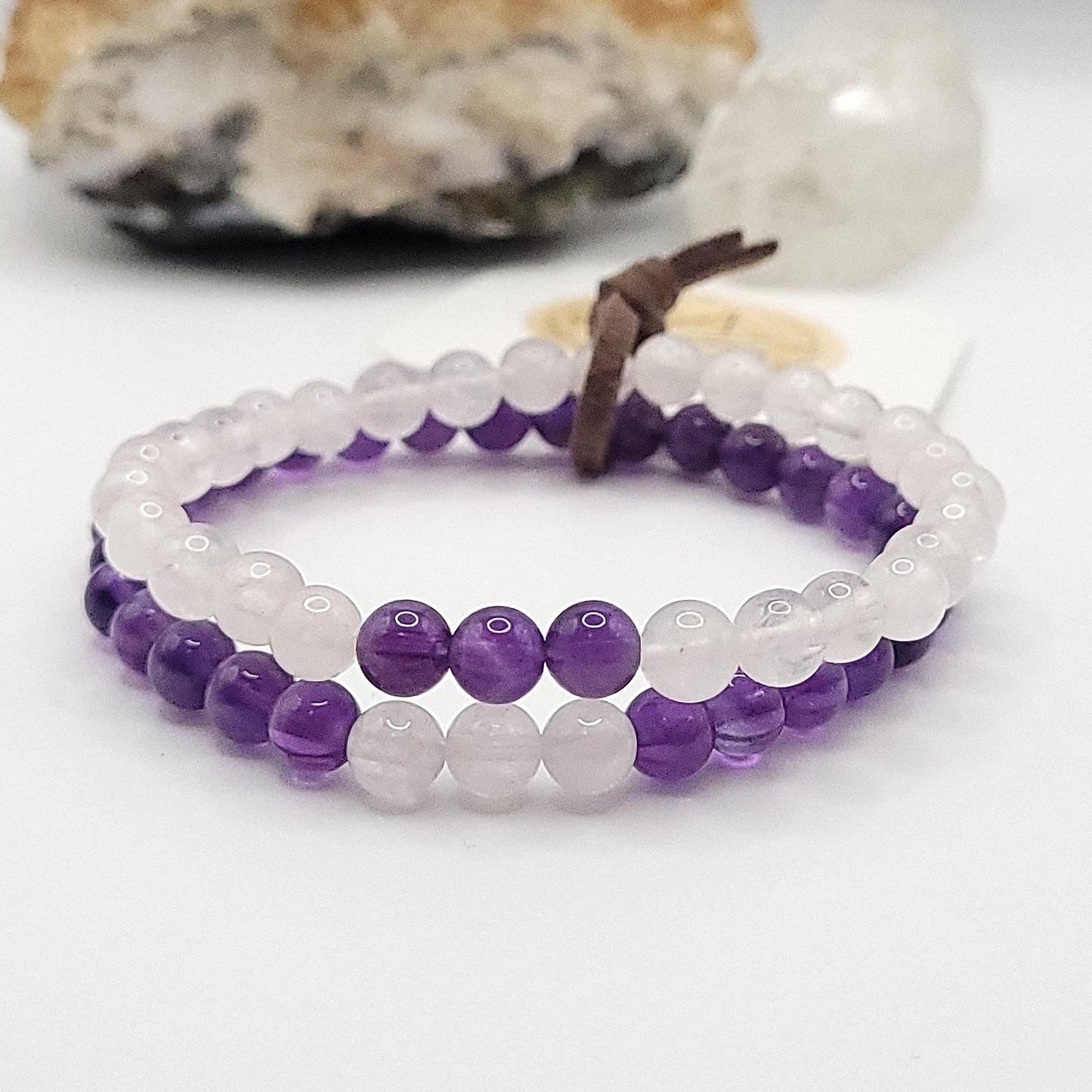 Soul Connection Best Friends Bracelet Set – Amethyst & Rose Quartz