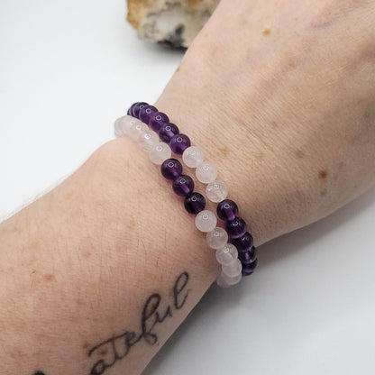Soul Connection Best Friends Bracelet Set – Amethyst & Rose Quartz