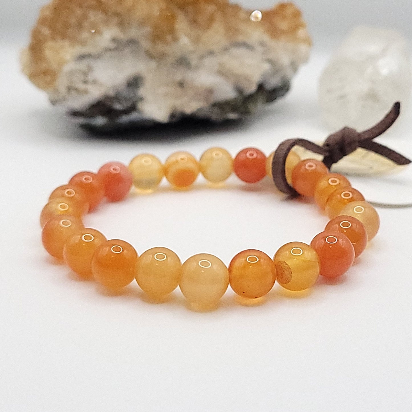 carnelian bracelet, 7" beaded stretch bracelet