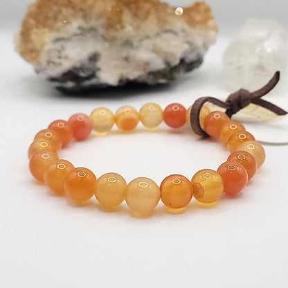 carnelian bracelet, 7" beaded stretch bracelet