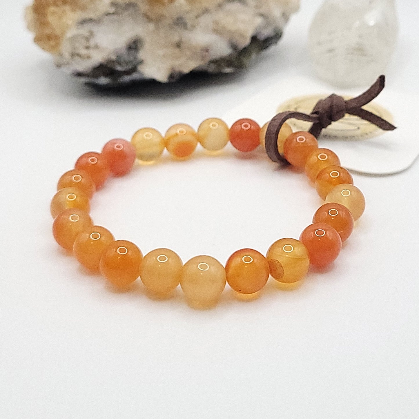 carnelian bracelet, 7" beaded stretch bracelet made with 8mm beads