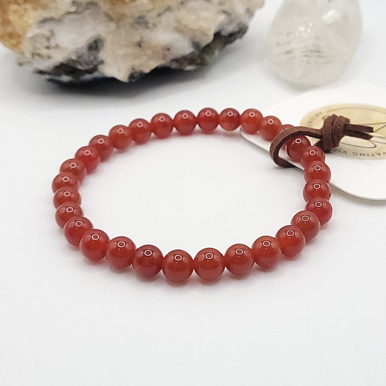 carnelian bracelet, 7" beaded stretch bracelet made with 6mm beads