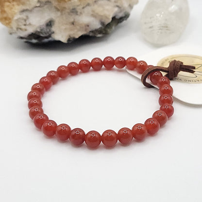 carnelian bracelet, 7" beaded stretch bracelet made with 6mm beads