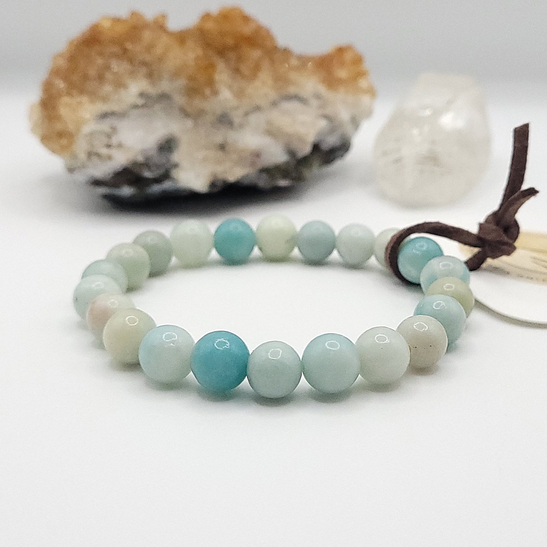 amazonite bracelet, 7" beaded stretch bracelet made with 8mm beads