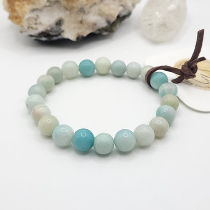 amazonite bracelet, 7" beaded stretch bracelet made with 8mm beads