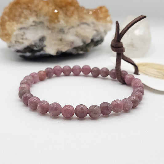 lepidolite bracelet, 7" beaded stretch bracelet