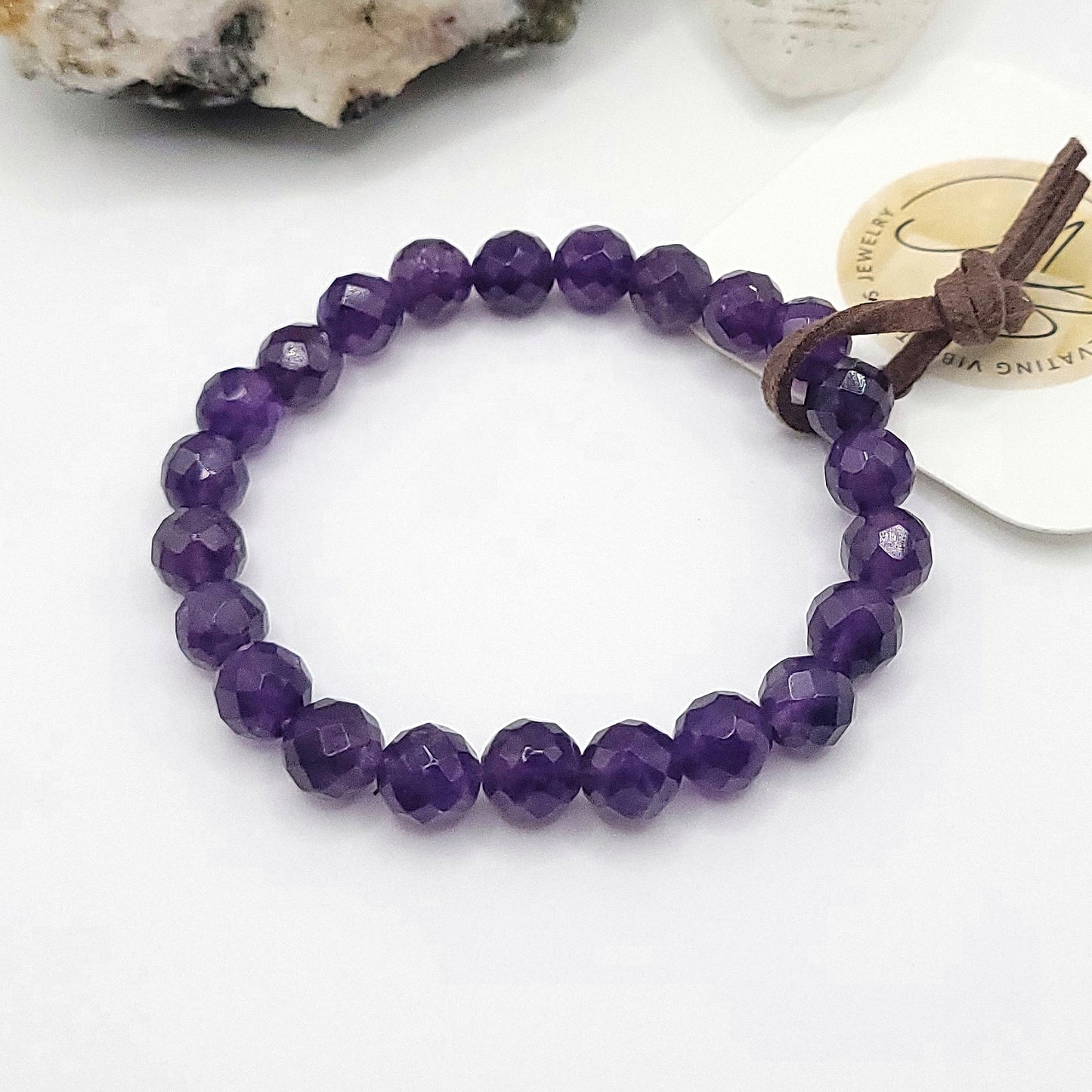 Amethyst Bracelet on white background