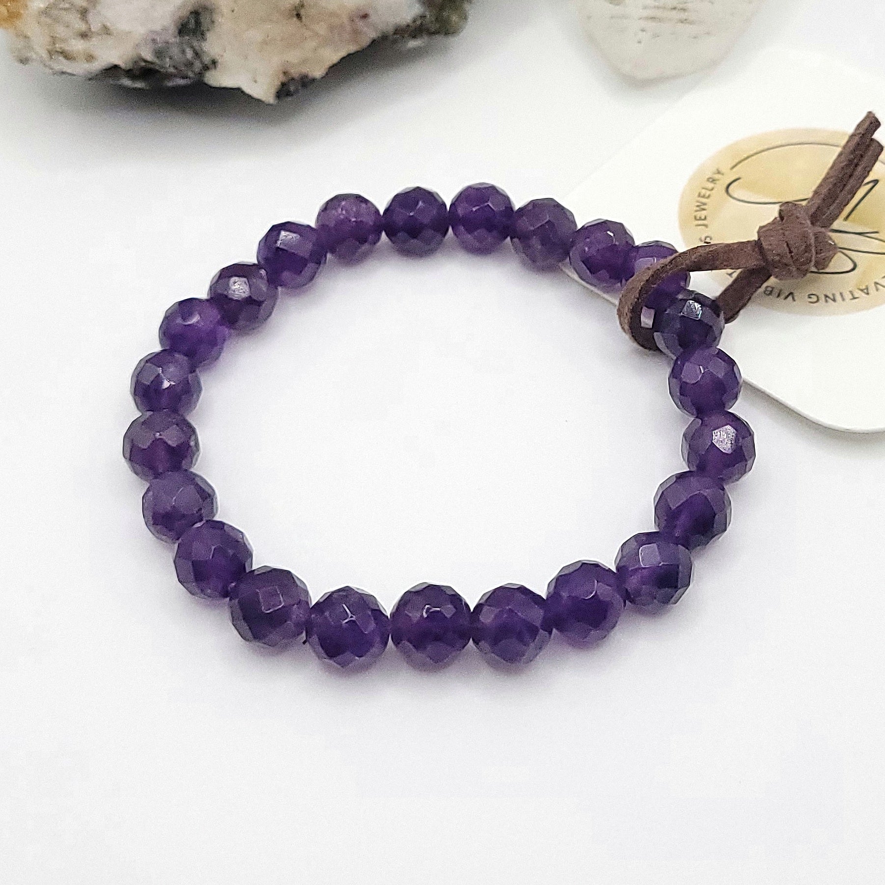 Amethyst Bracelet on white background