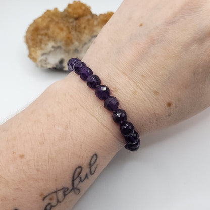 amethyst bracelet on wrist